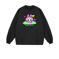 2025年秋季套头紫色拉布布时尚百搭通勤简约休闲，女装卫衣/绒衫，花可