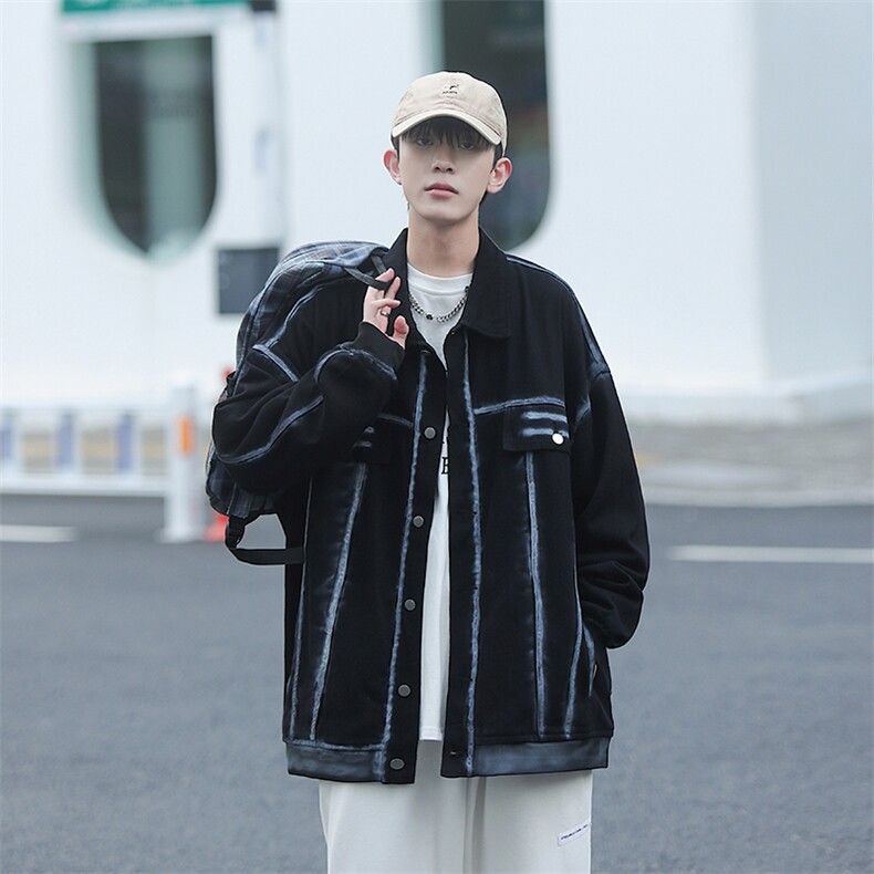 2023外套男春ins潮扎染牛仔衣高级感oversize百搭夹克JK921-P75,男装夹克,星座1103-3