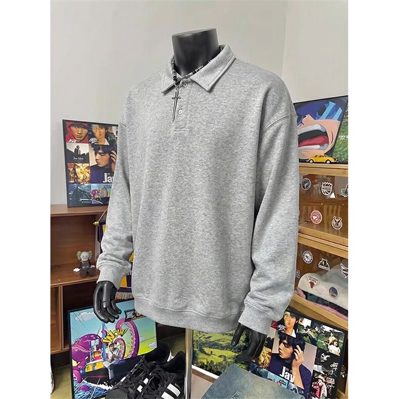 抖音得物高品质二开26春装美式高街结构设计POLO翻领卫衣外套W77，男装Polo衫，电商A486