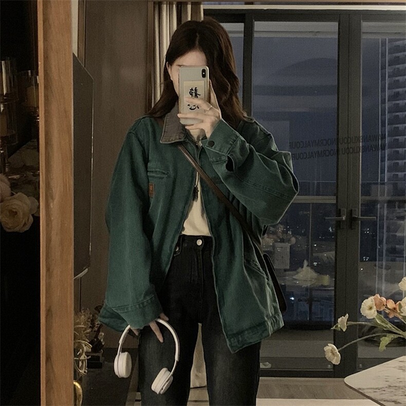C871-P105工装夹克外套女2025新款美式潮牌oversize翻领上衣外套,男装夹克,星座911-2(原星座613-2）