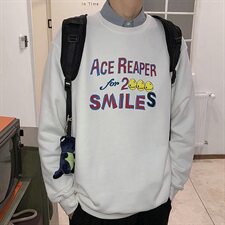 【】A003-HW3082-P45冬装新款加绒笑脸印花套头卫衣港风，男装卫衣，电商A003