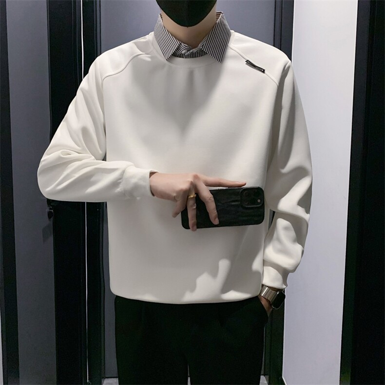B340WY6635特P6898店主风无头风衬衫领假两件卫衣男,男装衬衫,电商B340