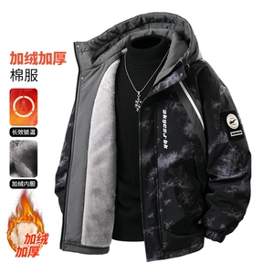 3D冬学院风连帽潮流宽松夹克加绒加厚外套 A436-6811-P85149图片
