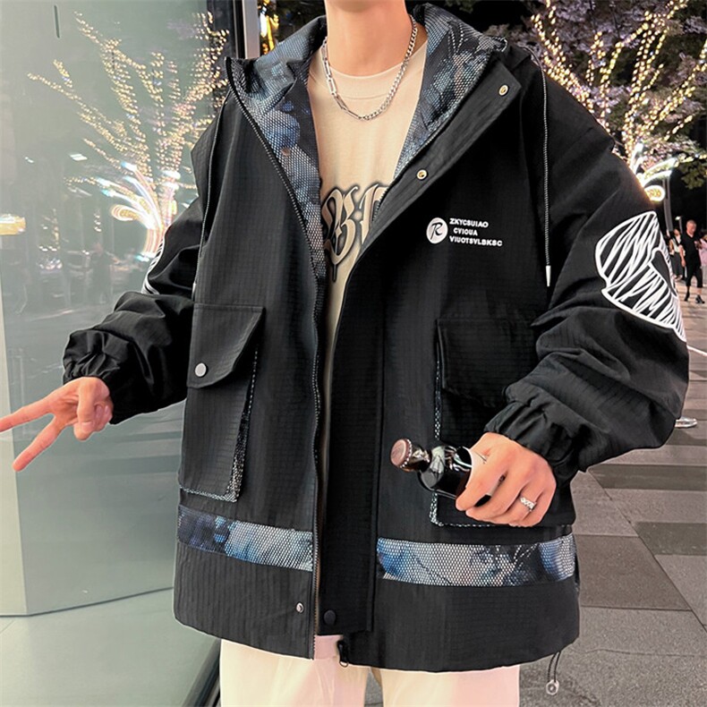 冲锋衣外套男秋季青少年潮牌痞帅炸街夹克登山服A436-23302-P70,男装夹克,电商A436
