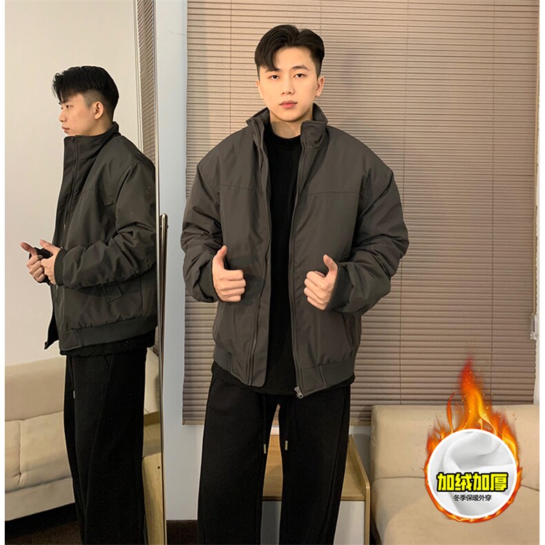 现货秋冬季美拉德立领飞行立领夹克boxy廓形棉衣高街加厚加棉外套，男装夹克，电商A486