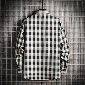秋季新款帅气时尚男上衣青少年宽松休闲口袋装饰格子衬衫291-P25图片