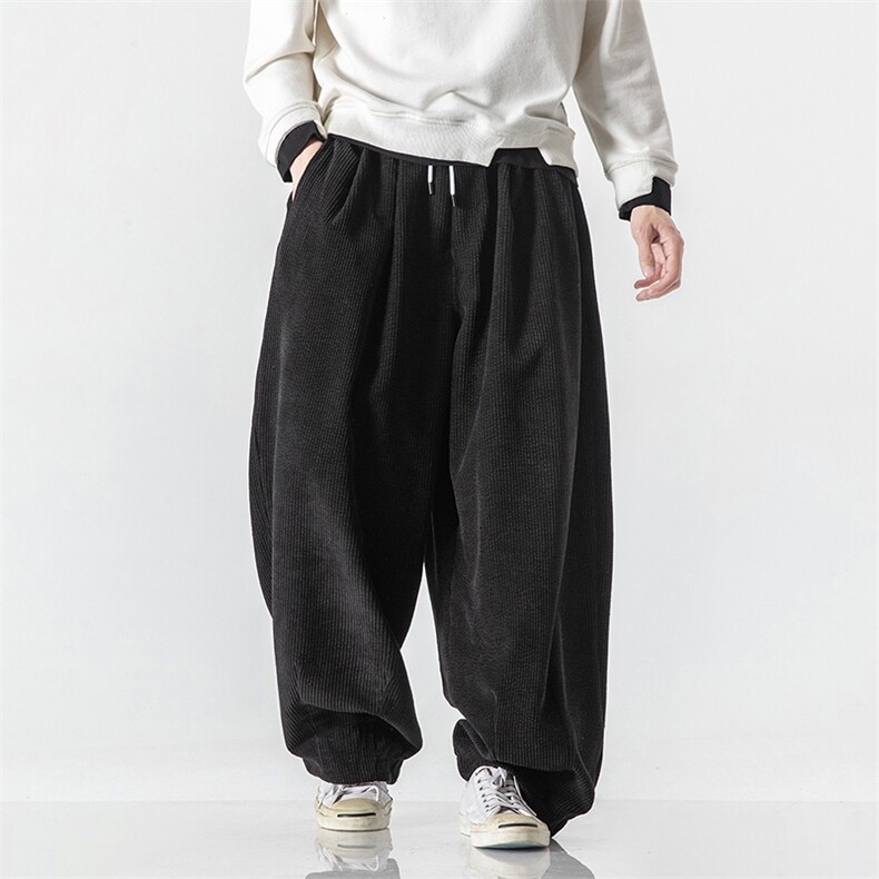 秋装日系港风拖地大码灯芯绒哈伦休闲宽松阔腿直筒长裤K116/P65，男装休闲裤，电商A221A