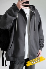 新款男百搭连帽纯色情侣港风白墙针织外套WT3413-P50控88，男装夹克，星座717