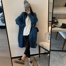 长款坑条大开衫，其它，XTZ style