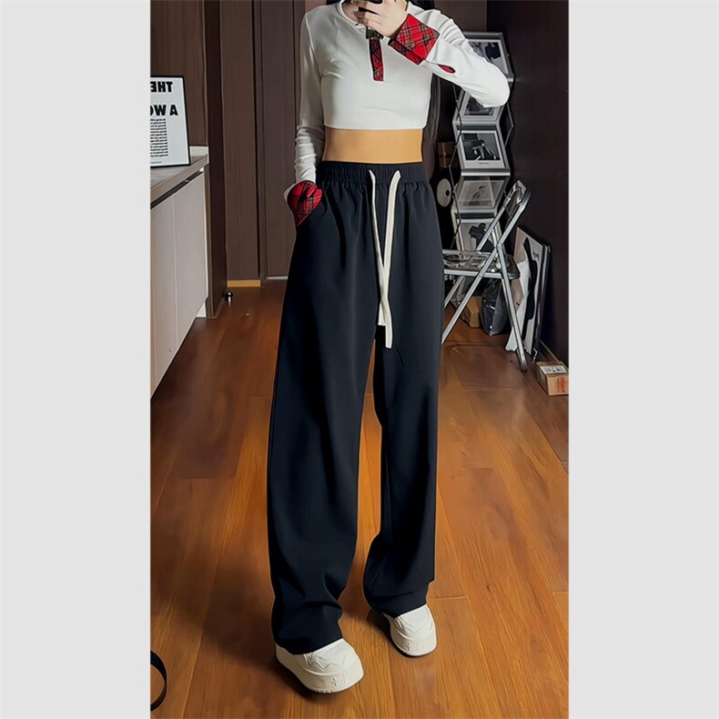 女模中性休闲裤男宽松直筒裤纯色拖地裤仿棉麻裤K776-P40控58,男装休闲裤,星座209-2