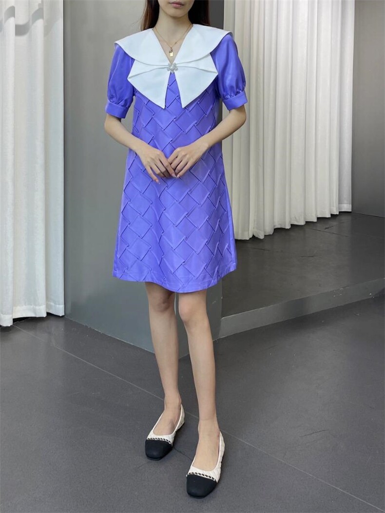 撞色海军领连衣裙，女装连衣裙，迪蔓君翔