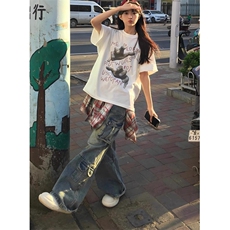 T0751-P25创意个性街头复古印花纯棉短袖春夏新款宽松上衣，男装T恤，星座617A-2