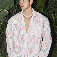 夏季小众很仙碎花衬衫男长袖休闲韩版薄款设计感时尚气质防晒衬衣，男装衬衫，星座506A