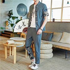 2021夏季新款中国风短袖T恤运动套装男两件套A438-888-P60，男装套装，电商A438