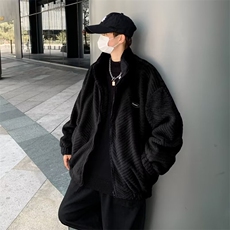 暗纹立领羊羔毛棉衣男生冬季港风潮HY92P80，男装棉衣，星座1116-2