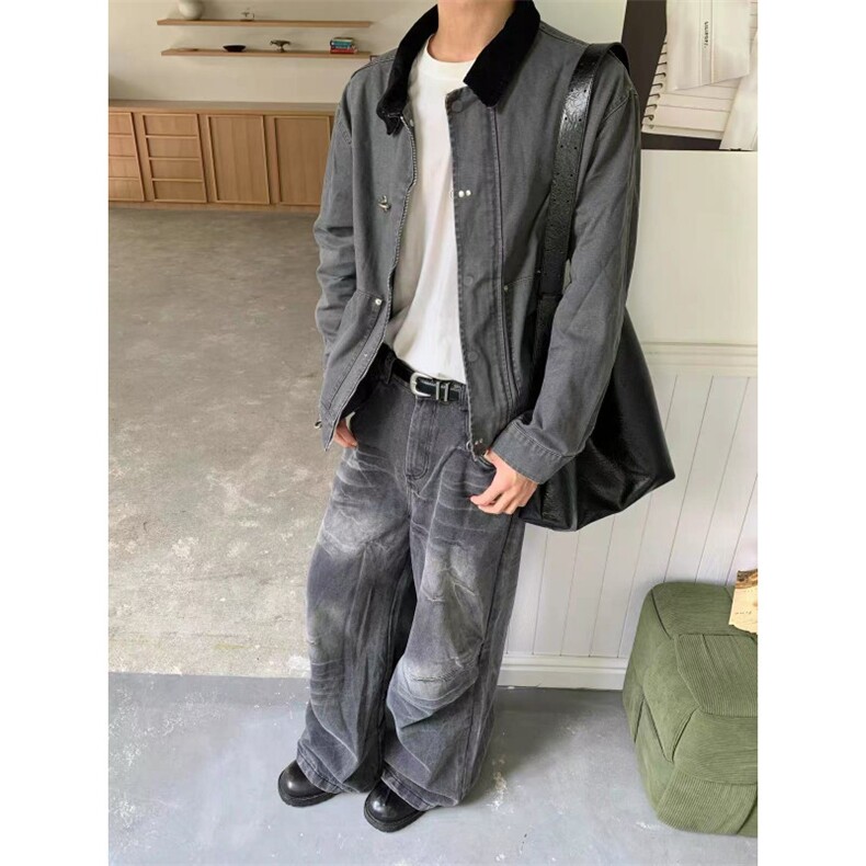 潮牌飞机扣短款夹克街头美式休闲工装外套上衣HW300P94,男装夹克,星座1112-1