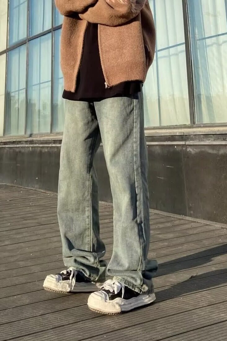 美式潮牌ins高街复古水洗阔腿牛仔裤男宽松直筒休闲裤子T7422-p42,男装牛仔裤,星座1008