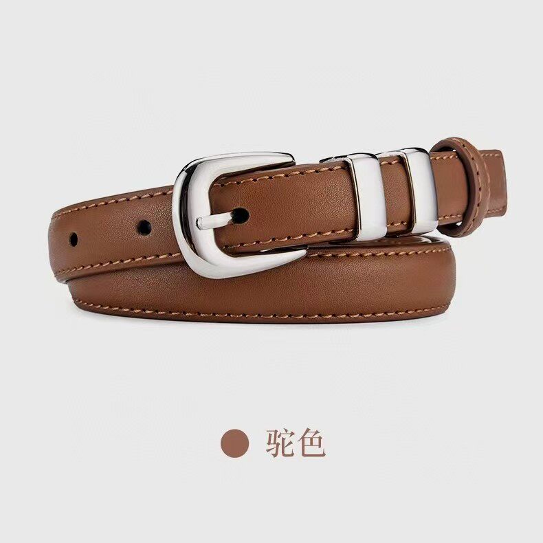 2025年秋季简约优雅气质穿搭做旧五金扣头搭配柔软牛皮，腰带/腰封，泰合衣坊