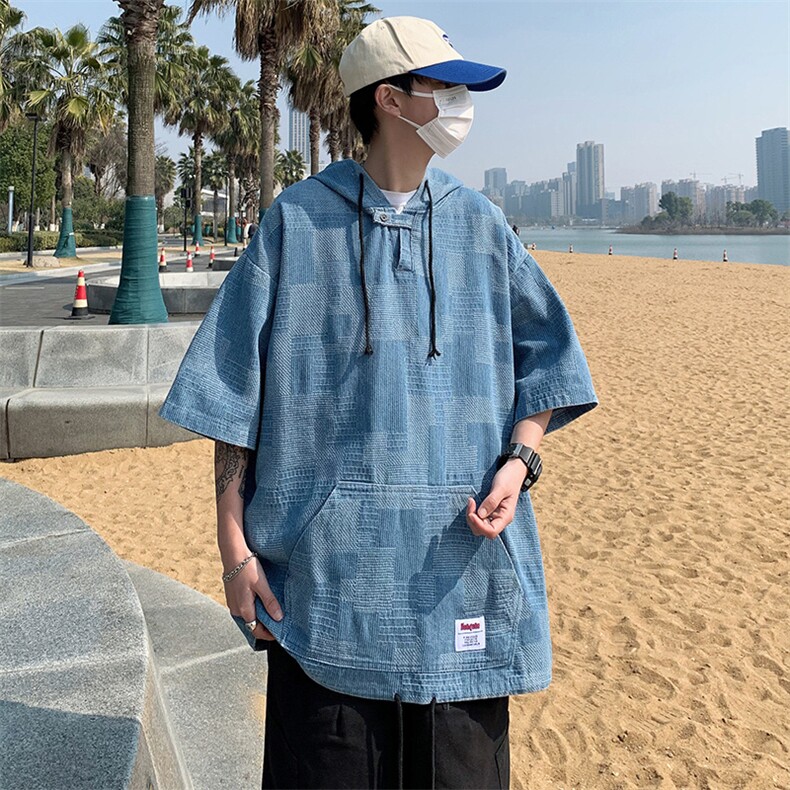 连帽潮流新款T恤青春流行圆领标准男ins夏季潮五分袖T235,男装T恤,星座1013
