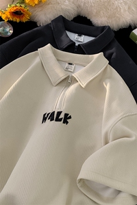 华夫格刺绣翻领polo衫短袖男T恤X416b-1-DT803-P40图片