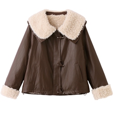 现货主推皮羊羔毛25冬装新加厚毛毛外套派克服-衣珂纱朗2D044，女装派克服，衣珂纱朗