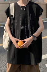 夏季外景新款创意印花背心男潮牌宽松大码坎肩无袖T恤BX00486/P25，男装T恤，电商B316