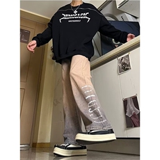 春秋季新款渐变色牛仔裤男宽松休闲直筒百搭拖地阔腿裤，男装牛仔裤，星座410-6（原星座1304-1）