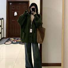 日系学院风复古宽松遮肉针织衫女学生秋冬季宽松软糯开衫毛衣外套，男装针织衫/毛衣，星座218-8