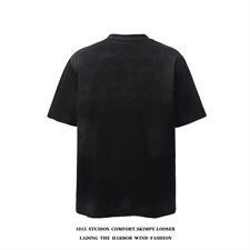 2026春夏新款重磅水洗做旧宽松圆领短袖T恤1015-T611-P65，男装T恤，四季星座1015