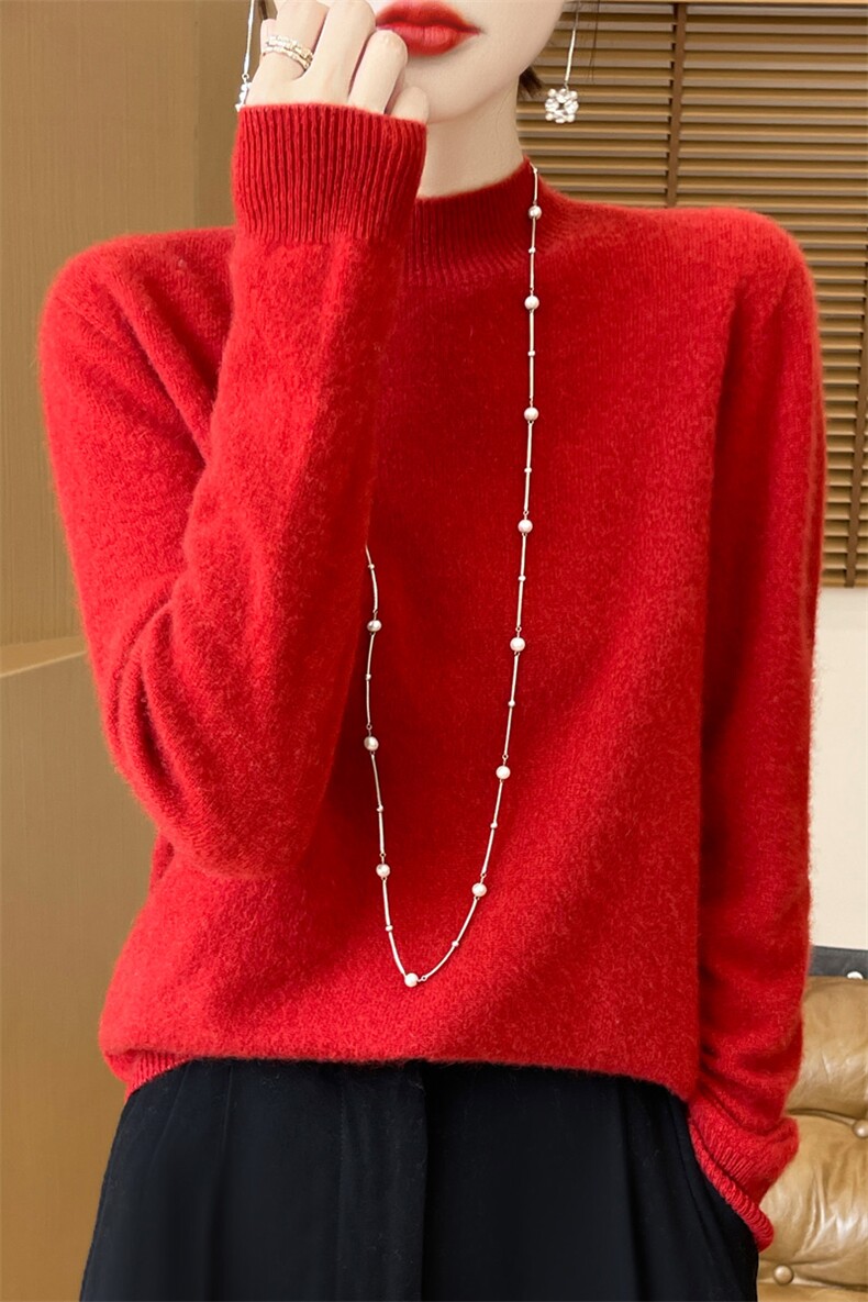 羊毛衫女24秋冬新款羊绒衫宽松套头内搭针织毛衣打底衫,针织衫/毛衣,大美人高端店