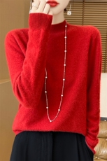 羊毛衫女24秋冬新款羊绒衫宽松套头内搭针织毛衣打底衫，女装针织衫/毛衣，大美人高端店