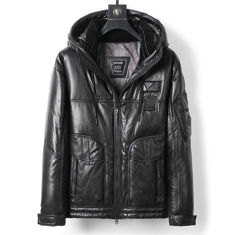 冬季新款男士真皮羽绒服90白鸭绒加厚面包服绵羊皮外套海宁男装，男装皮衣，电商B360A（原721A）