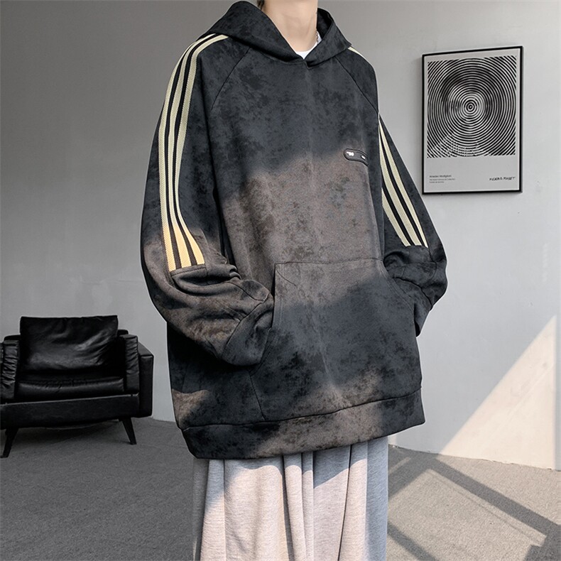 现货WY10081-特P48控88华棉扎染高品质织带连帽大码卫衣,男装卫衣,电商A059