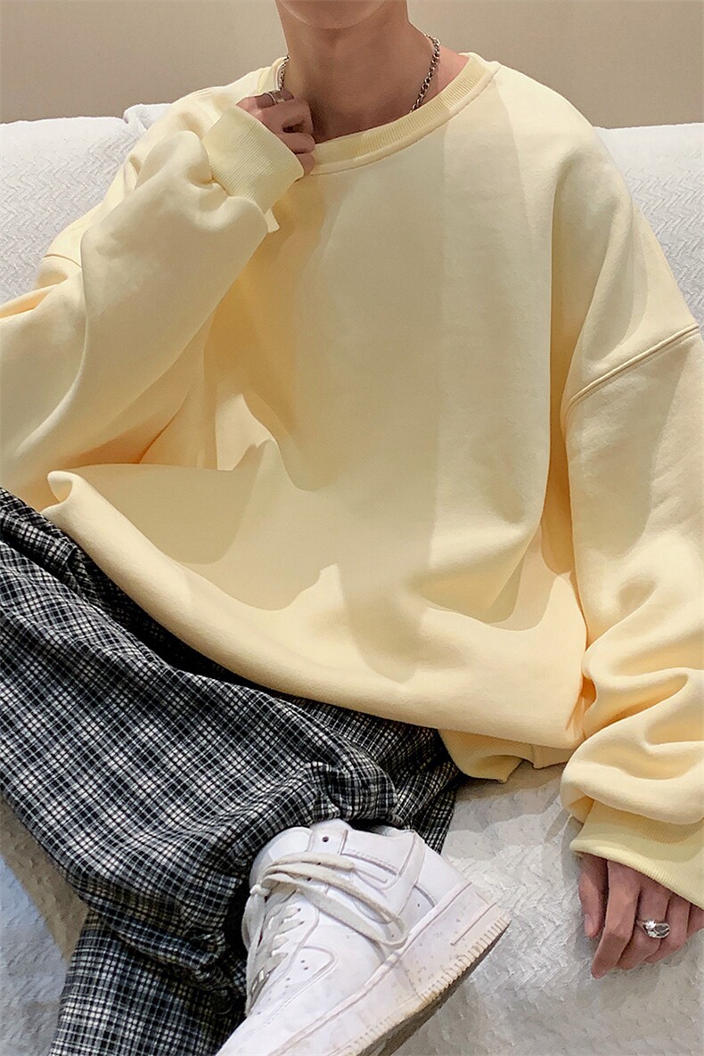港风模特10色圆领套头卫衣男时尚外套情侣款WY98P25控38，男装卫衣，电商A089-1