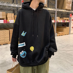 A040-WY2079-P40连帽卫衣男加肥加大码胖子棒球服外套,卡通印花外套搭配图片