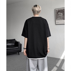 现货DX10140-特P38控78美式假俩件T恤领短袖男大码休闲半袖，男装T恤，电商A059