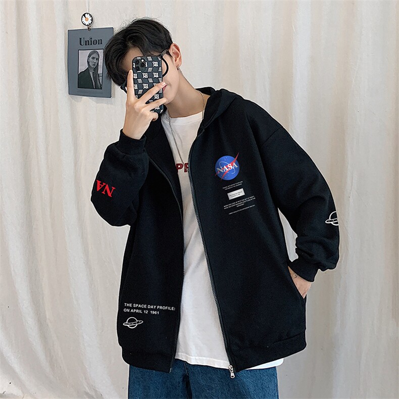 KS21243-P38NASA连帽开衫卫衣男运动外套大码班服,男装卫衣,电商A040