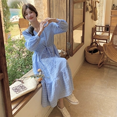 春现法式度假显瘦连衣裙B190-5018-P140-K198，女装连衣裙，2B190
