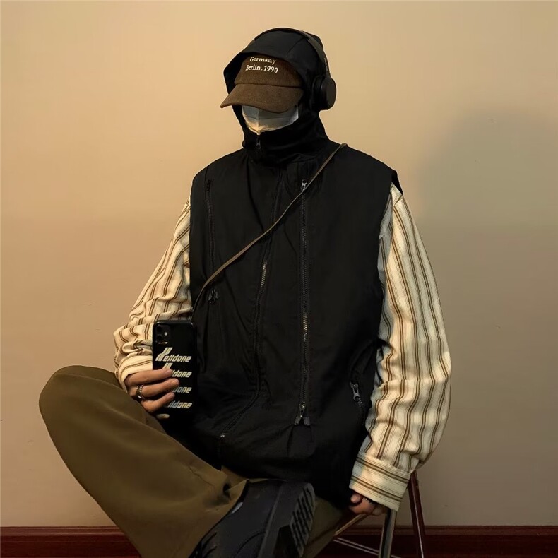 原宿秋季纯色男百搭潮新款宽松型加棉马甲M73P65,男装背心/马甲,星座1116-2