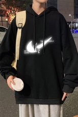 WY2111-P35加绒款-P40纯棉连帽卫衣男大码运动帽衫宽松薄外套男，男装卫衣，电商A040