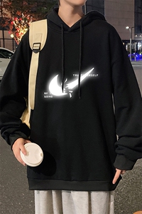 WY2111-P35 加绒款-P40 纯棉连帽卫衣男大码运动帽衫宽松薄外套男图片