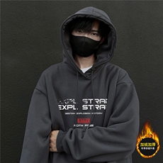 ！得物品质加绒加厚美式连帽卫衣外套男W8609-特P35加绒42，男装卫衣，星座610B-1
