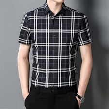 C8901精品男士主推欧货品质短袖衬衫格子休闲精品衬衣P60，男装衬衫，钱塘207-2