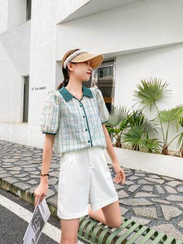 格子百搭款小衫，女装，百变诱惑