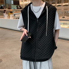 马甲男韩版潮流凹凸格痞子帅连帽2023春夏季ins宽松背心W4782-P34，男装背心/马甲，星座412-2