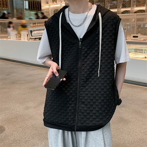 马甲男韩版潮流凹凸格痞子帅连帽2023春夏季ins宽松背心W4782-P34图片