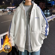 新款冬季加绒加厚卫衣男宽松ins港风休闲开衫外套男WY668P58，男装卫衣，电商A086