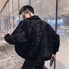 社会风20纯色羊羔毛拼接翻领单排扣棉衣外套B297-2011-P150控198，男装棉衣，电商B297