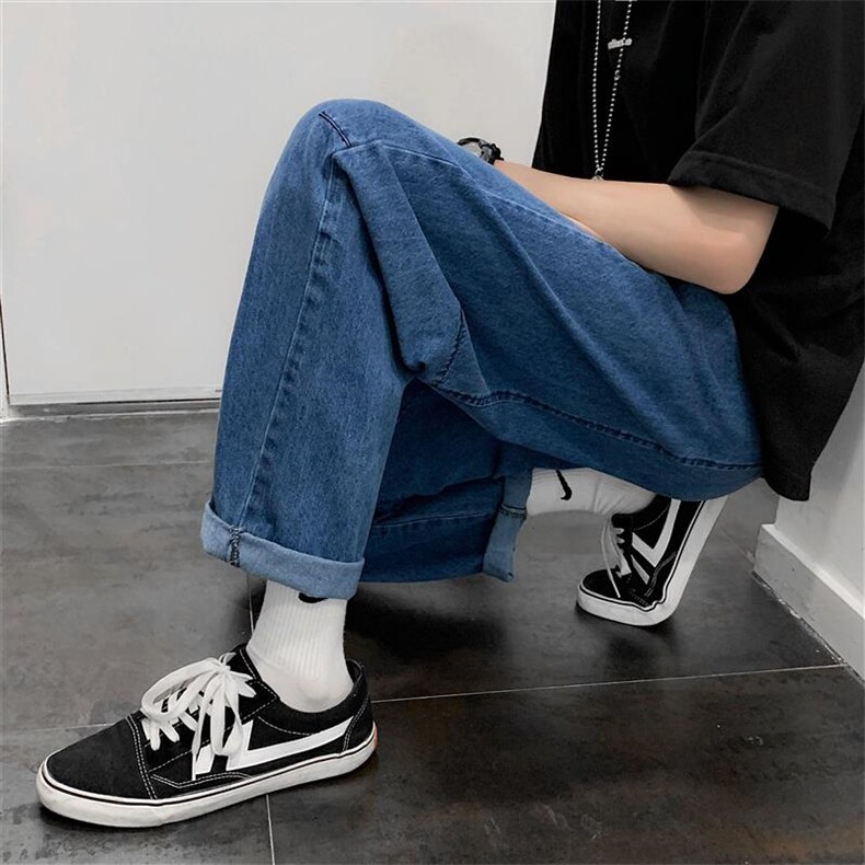 夏季新款港风青少年大码牛仔裤男 A221A-K565-P45图片