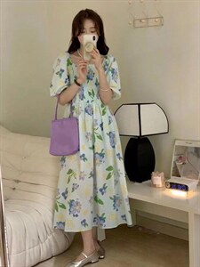 现货 胸口褶皱显瘦连衣裙,女装连衣裙,素名